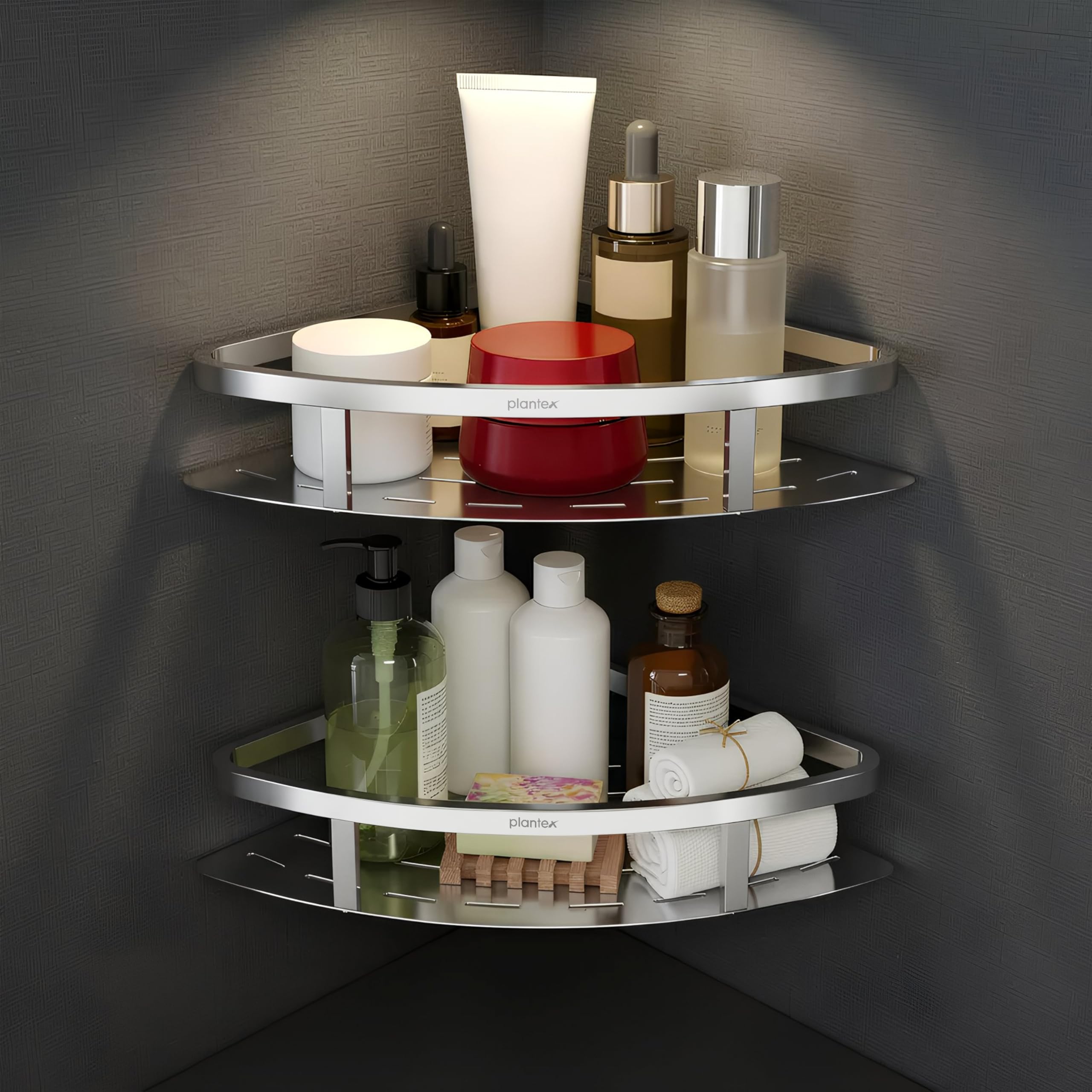 Plantex Corner Shelf For Bathroom Wall/304 Grade Stainless Steel Bathroom Corner Shelf Rack/Bathroom Racks And Shelves/Multipurp