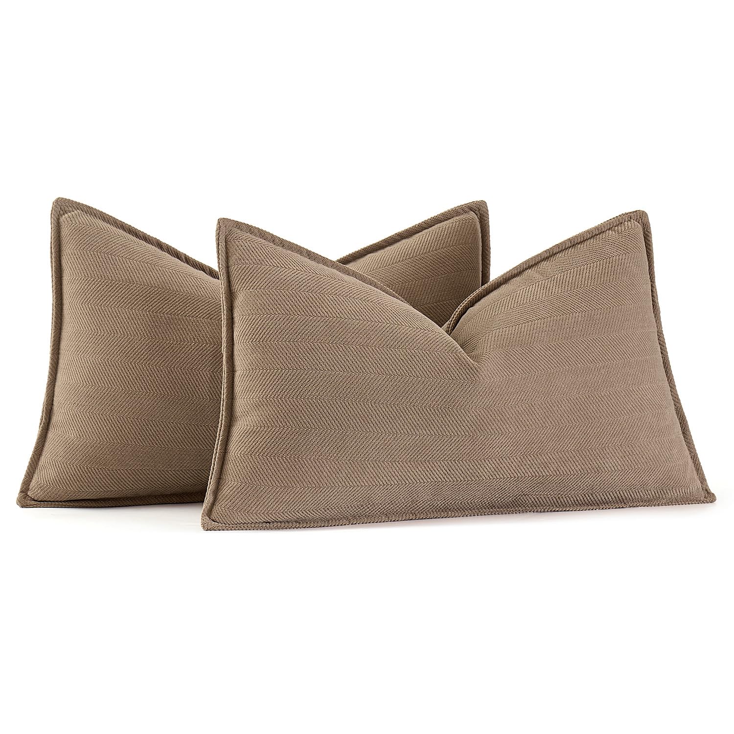 Miulee Pack Of 2 Coco Brown Decorative Pillow Covers 12X20 Inch Soft Chenille Couch Throw Pillows Farmhouse Cushion Covers With