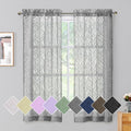 Chyhomenyc Marilyn Charcoal Grey Sheer Curtains 63 Inch Length 2 Panels, Light Filtering Breathable 3D Leaf Clip Jacquard Textur