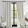 Ryb Home 100% Blackout Curtains Natural Linen Blended, Thermal Insulated Room Darkening Window Treatment With White Liner Classy