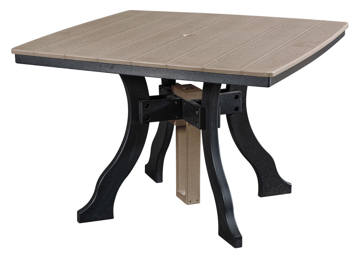 American Furniture Classics Dining Height Square Table, Weatherwood With Black Base