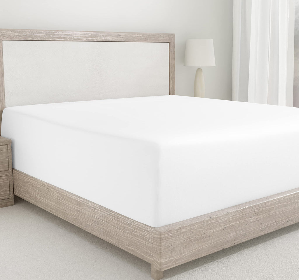 California Design Den King Size Fitted Sheet White, 100% Cotton 400 Thread Count Sateen, Deep Pockets, Durable Fitted Sheet Only