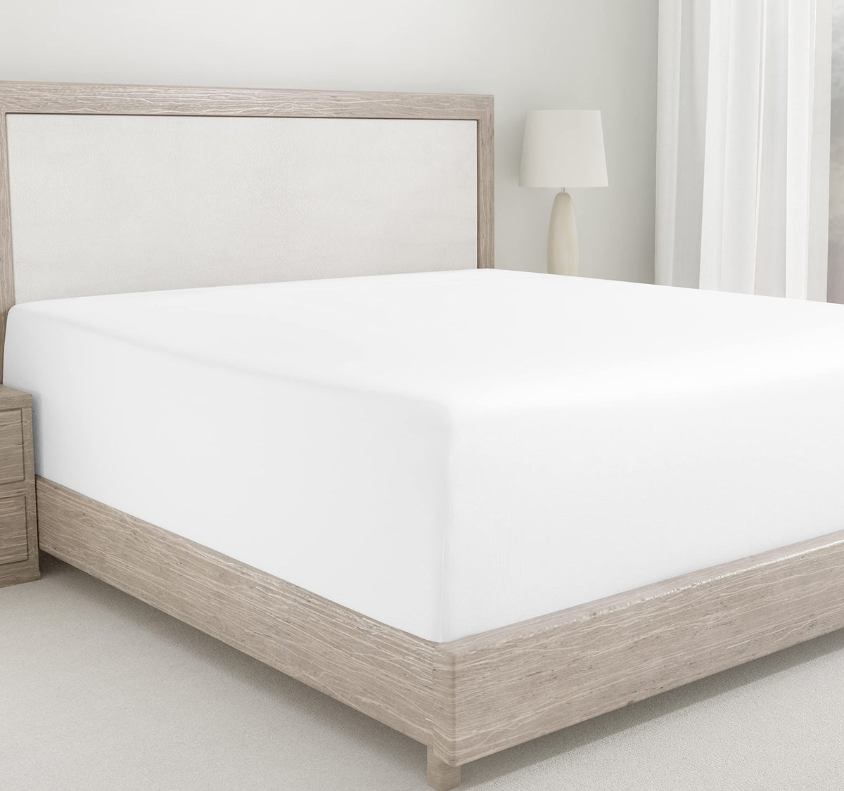 Cal King Fitted Sheet White, 100% Cotton 400 Thread Count Sateen, Deep Pocket, Durable Better Than Egyptian Quality, Fitted Shee