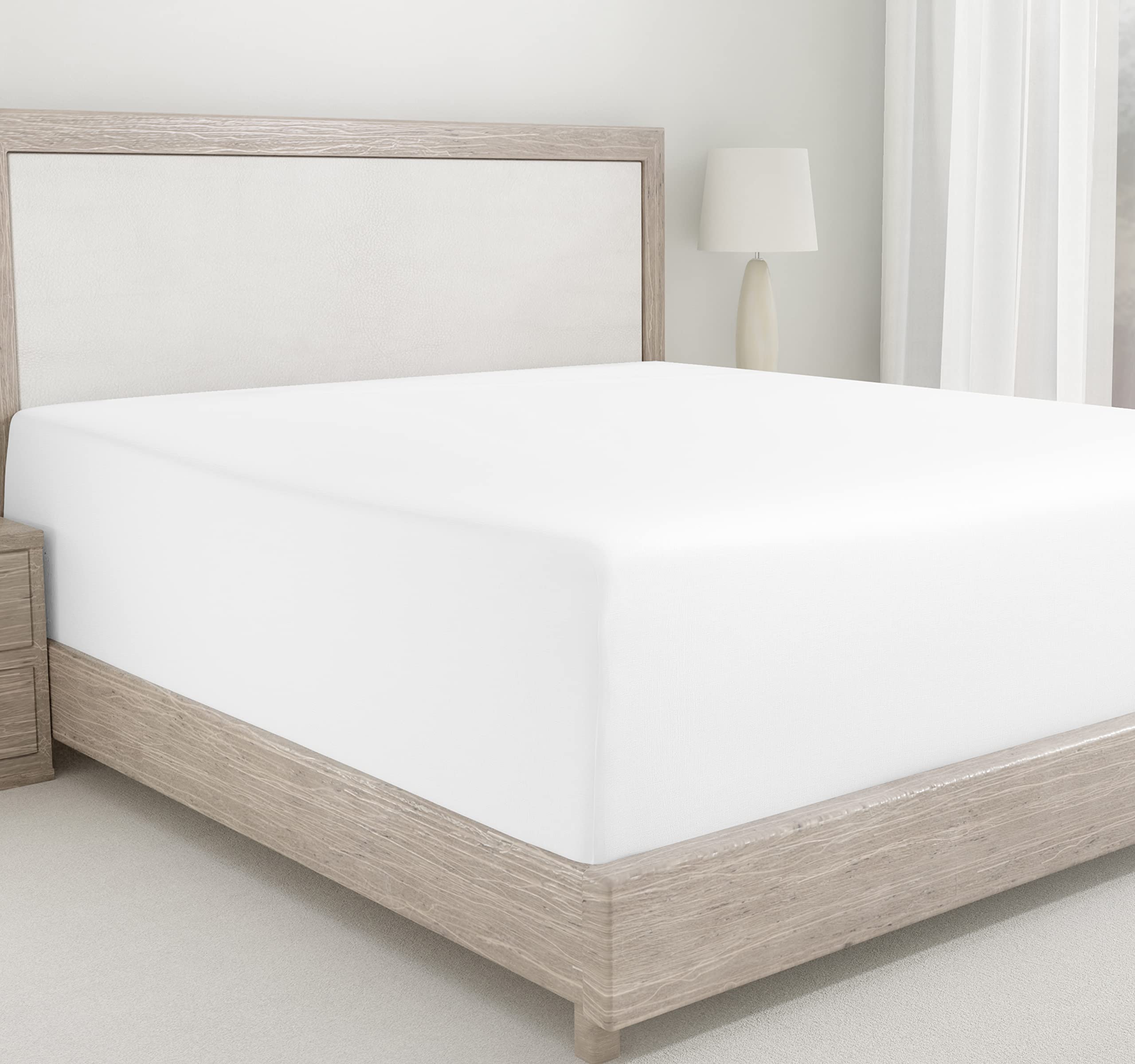 California Design Den White Twin Xl Fitted Sheet, 100% Cotton 400 Thread Count Sateen, 1 Fitted Sheet Only For Home, Fits Colleg