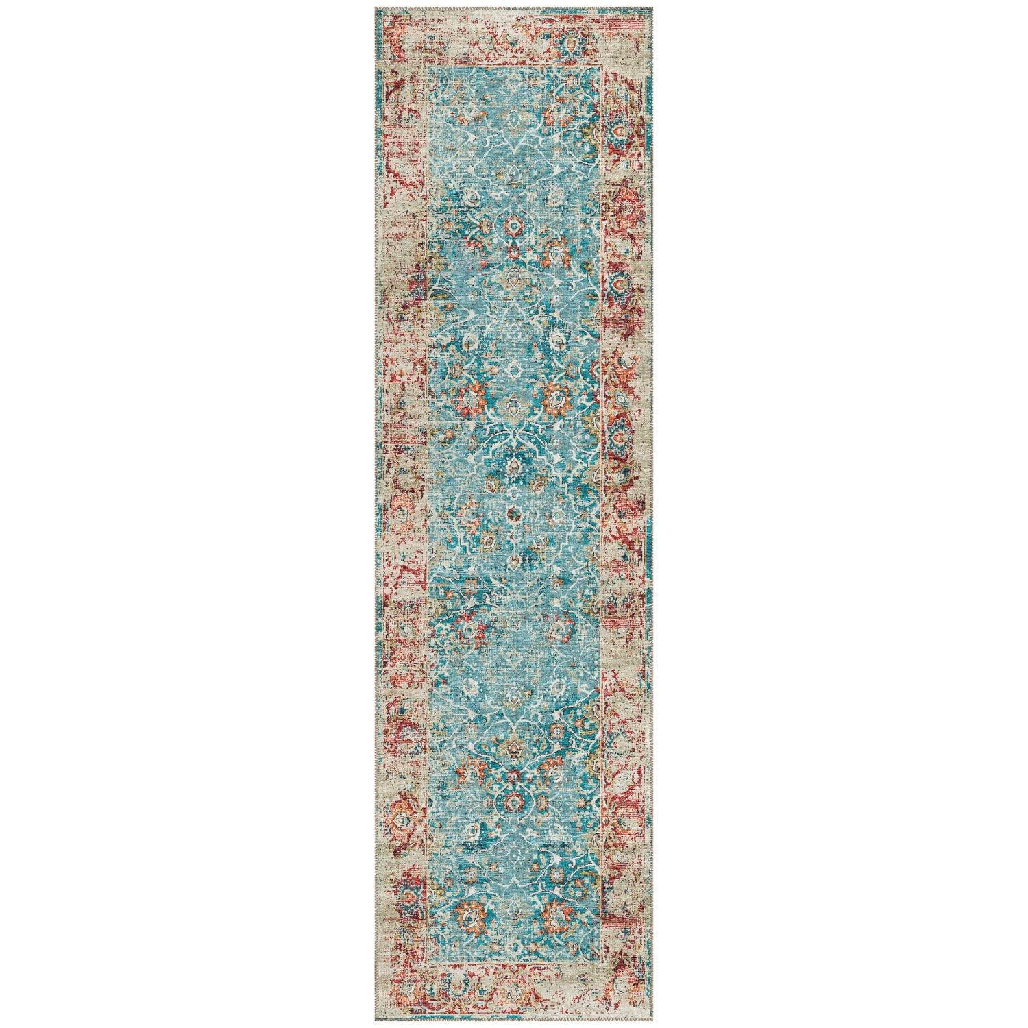 Marbella Mb2 Blue Traditional Rug Runner 2' 3" X 12'