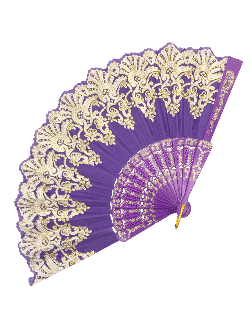EOSAU Handheld Chinese Folding Fan Hand Fans for Women Foldable Bulk for Party Wedding Church Dancing (Purple)