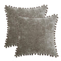 Hwy 50 Decorative Throw Pillow Covers Set Cushion Cases With Pom Poms Pack Of 2 Chenille Solid Soft Pillowcase For Couch Sofa Be