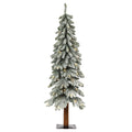 Haute Decor Lightly Flocked Alpine Tree with Wood Pole and Warm White Battery-Operated LED Lights with Timer (4-Foot)