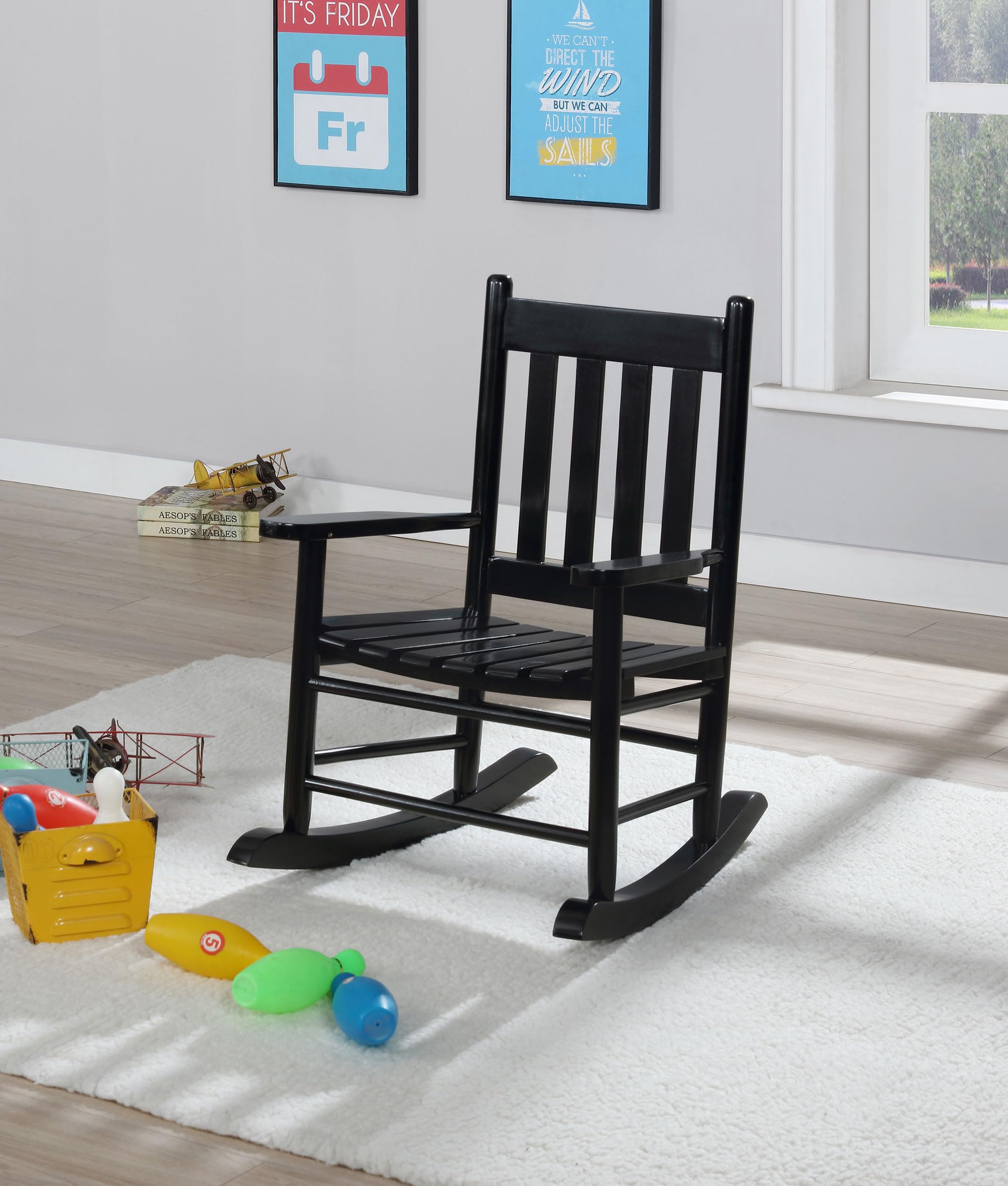 Coaster Home Furnishings Annie Slat Back Solid Wood Kids Rocking Chair Black