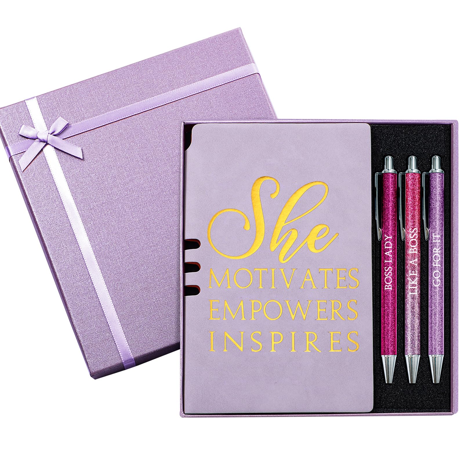 Resurhang 5 Pcs Boss Gifts For Women Valentine'S Day Gifts For Coworkers Leather Journal 3 Ballpoint Pens With Gift Box Thank Yo