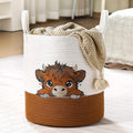 Honeydak Highland Cow Laundry Basket Brown Tall Cotton Rope Laundry Hamper Large Nursery Storage Basket for Toy Clothe Bathroom 