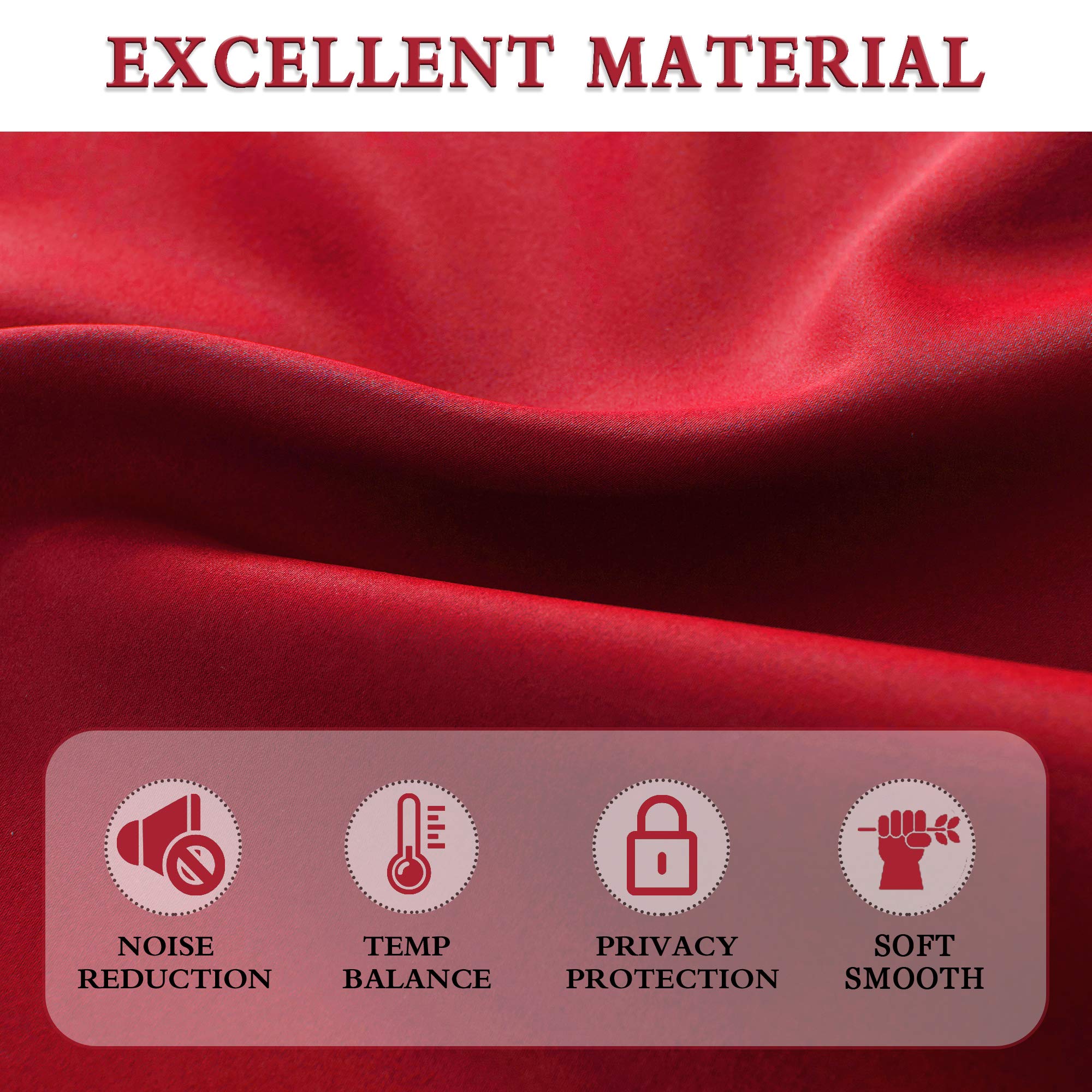 Donren Backdrop 5Ft X 9Ft Curtains Panels - Energy Saving Thermal Insulated Solid Rod Pocket Blackout Draperies For Patio (1 Pair, 60 Inches By 108 Inch Length,Red)
