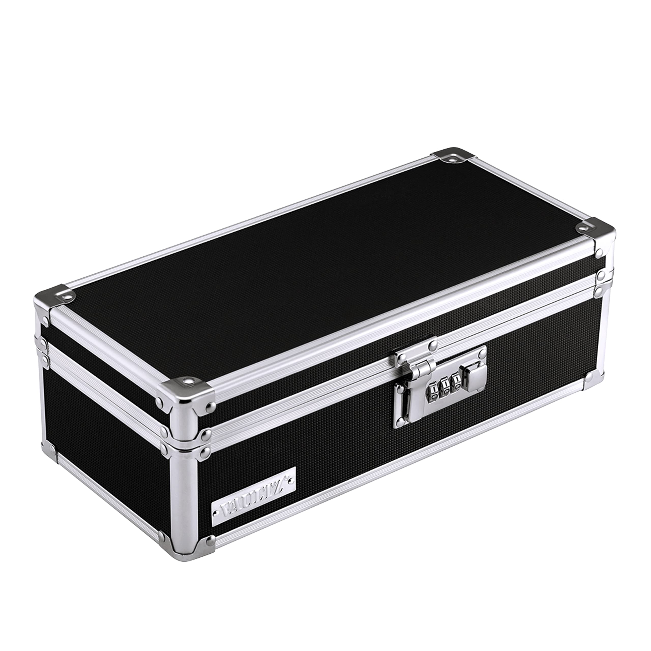 Vaultz Locking Medicine Storage Box with Combination Lock, 3.75 x 11.88 x 5.25, Black (VZ03480)