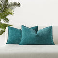 Juspurbet Chenille Spring Throw Pillow Covers 12X20 Set Of 2 Living Room Couch Sofa Bedroom Broadside Decorative Rectangle Solid