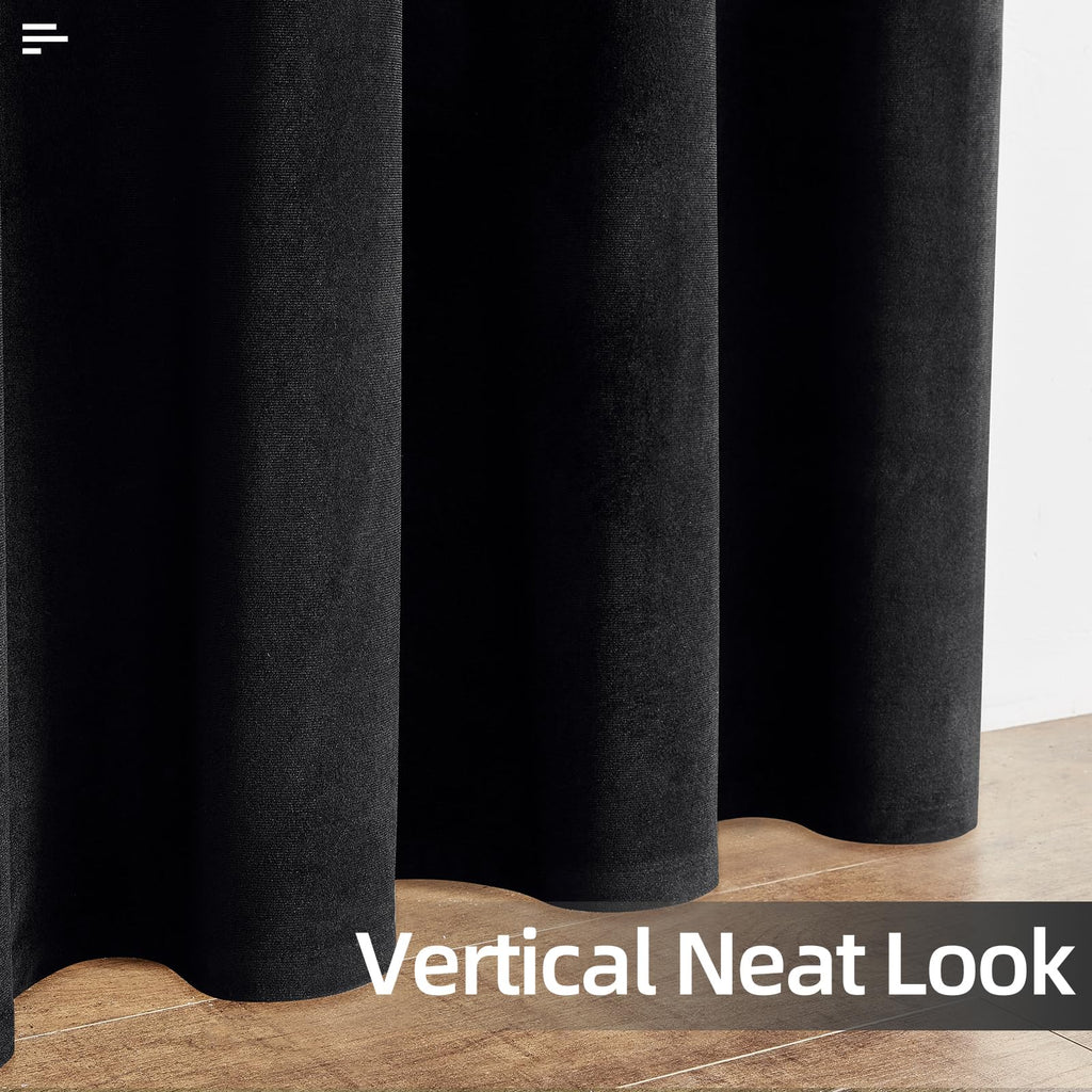 Joydeco Black 100% Blackout Curtains 96 Inches Long 2 Panels Set, Black Out Curtain For Bedroom, Grommet Heavy Luxury Thermal In