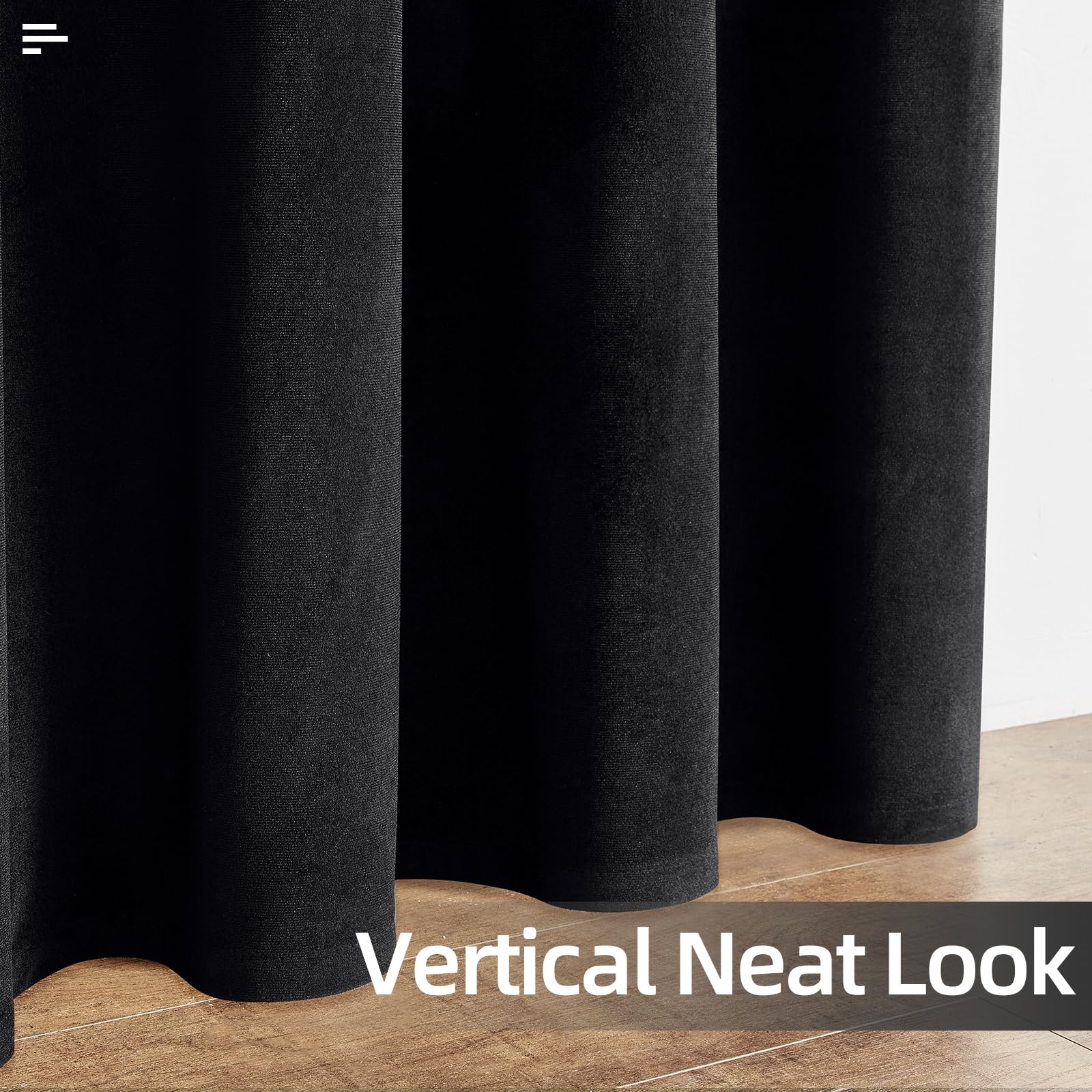 Joydeco Black 100% Blackout Curtains 96 Inches Long 2 Panels Set, Black Out Curtain For Bedroom, Grommet Heavy Luxury Thermal In
