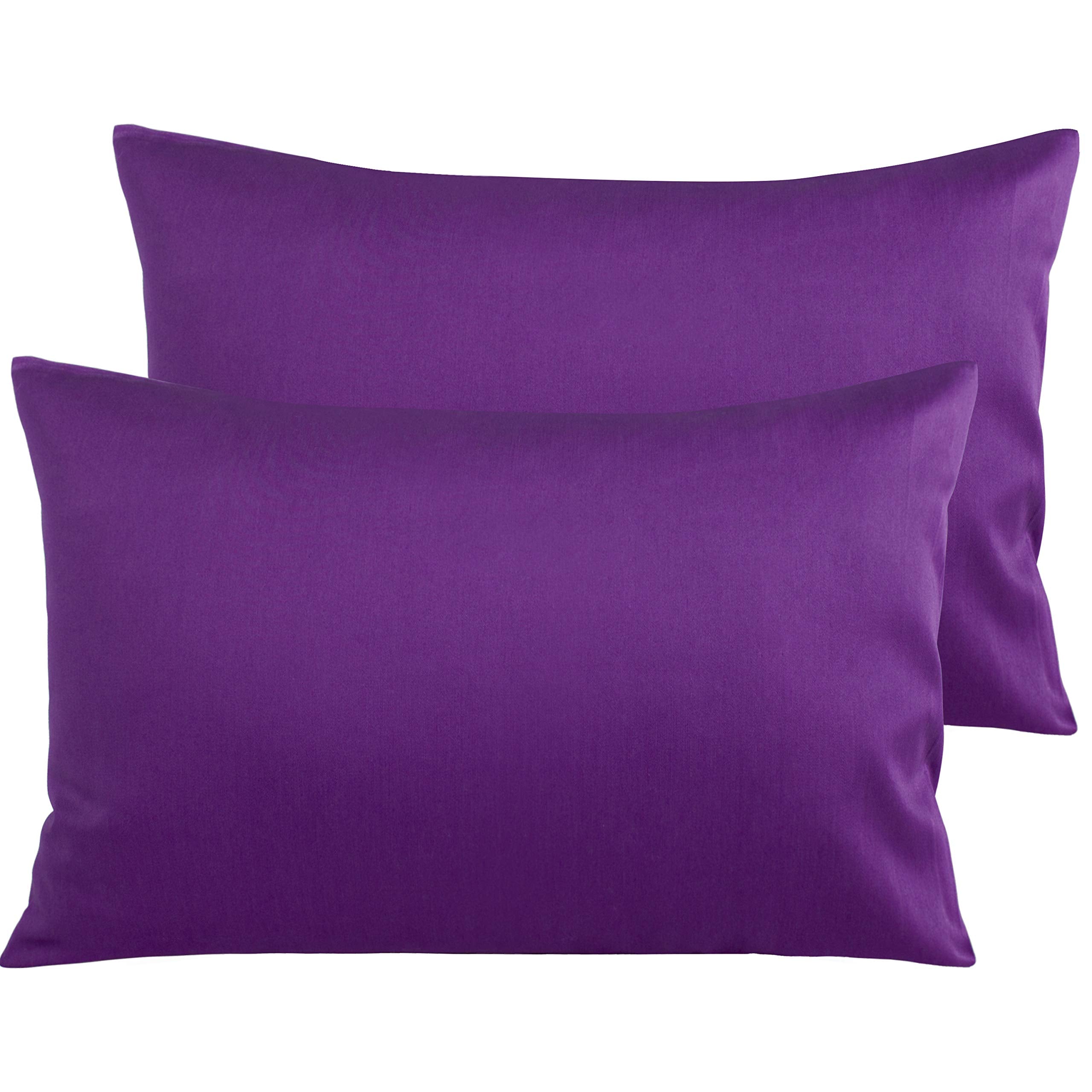 Ntbay 500 Thread Count 100% Egyptian Cotton Queen Pillowcases, Super Soft And Breathable Envelope Closure Pillow Cases, 20X30 Inches, Purple