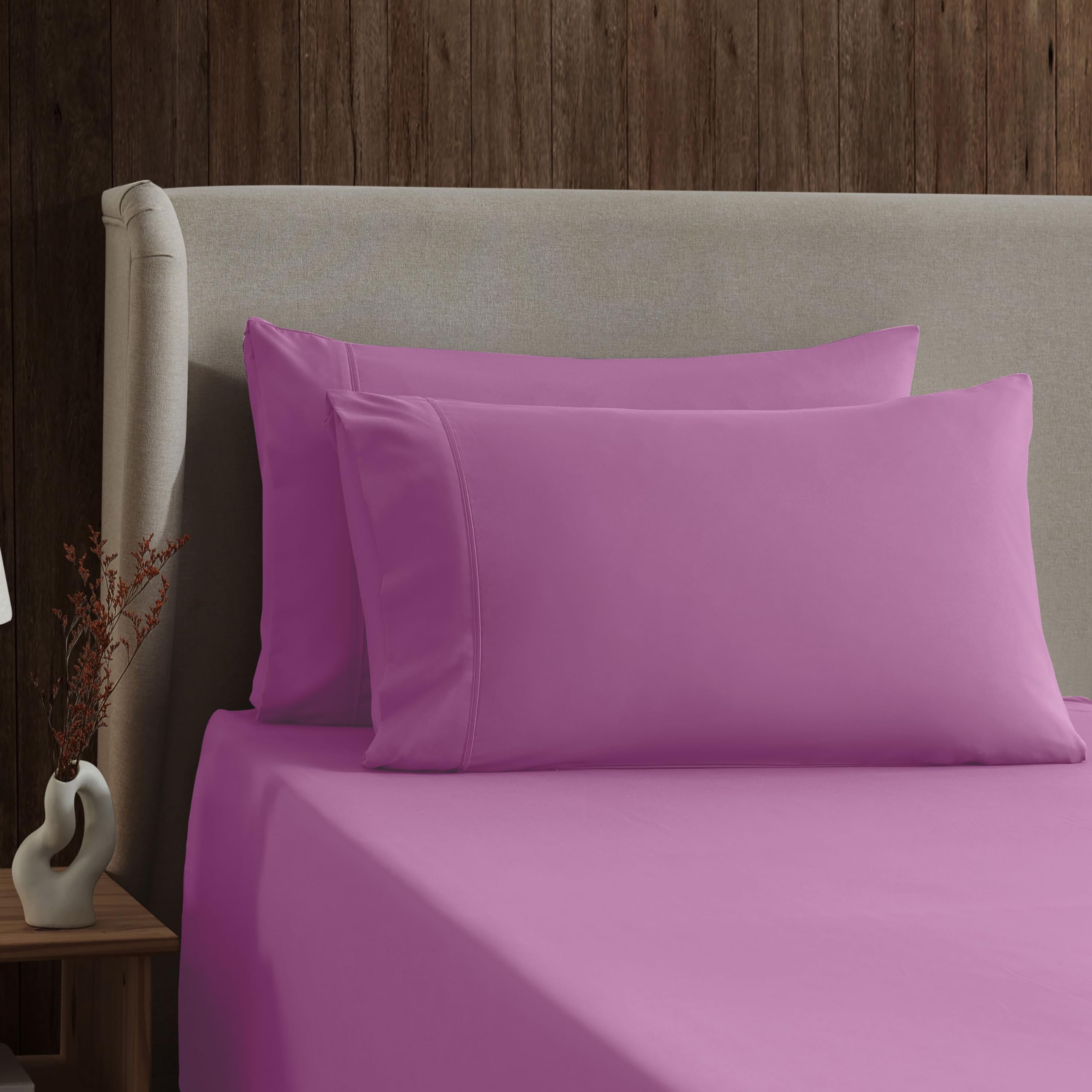 Nestl Full Xl Size Sheet Sets - 4 Piece Full Xl Size Sheets, Deep Pocket, Hotel Luxury, Extra Soft, Breathable And Cooling, Light Pink Bed Sheets For Full Xl Size Mattress