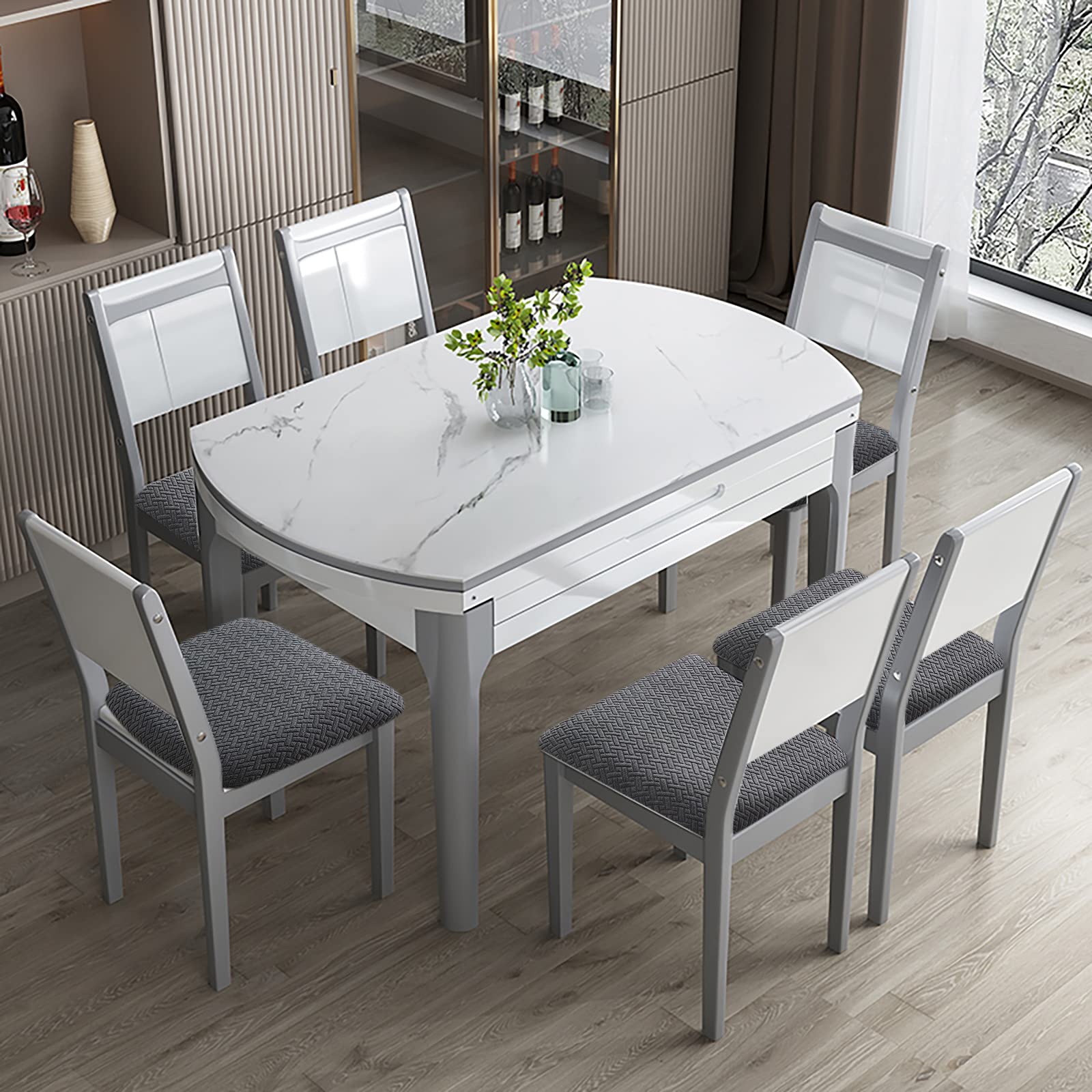 Genina Waterproof Seat Covers For Dining Room Chairs Covers Dining Chair Seat Covers Kitchen Chair Covers Slipcovers (Dark Gray, 2 Pcs)
