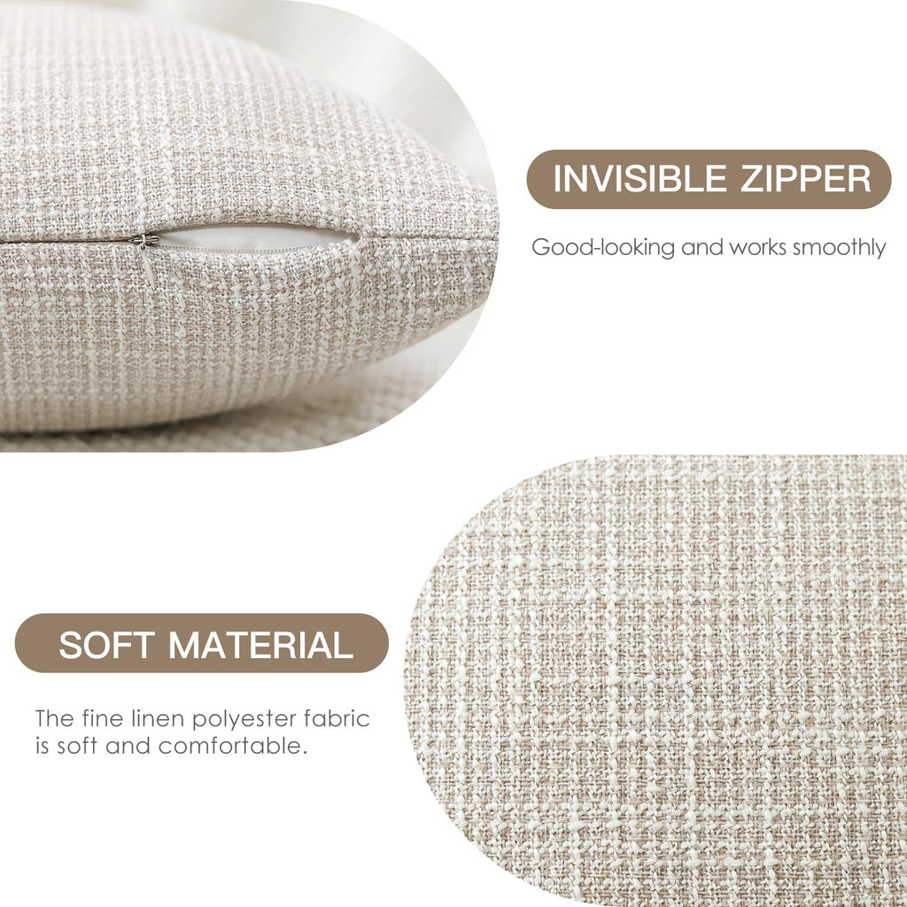 Otostar Pack Of 2 Throw Pillow Covers 12X20 Inch Linen Beige Pillowcases Farmhouse Decorative Solid Pillow Covers 30X50 Cm Lumba