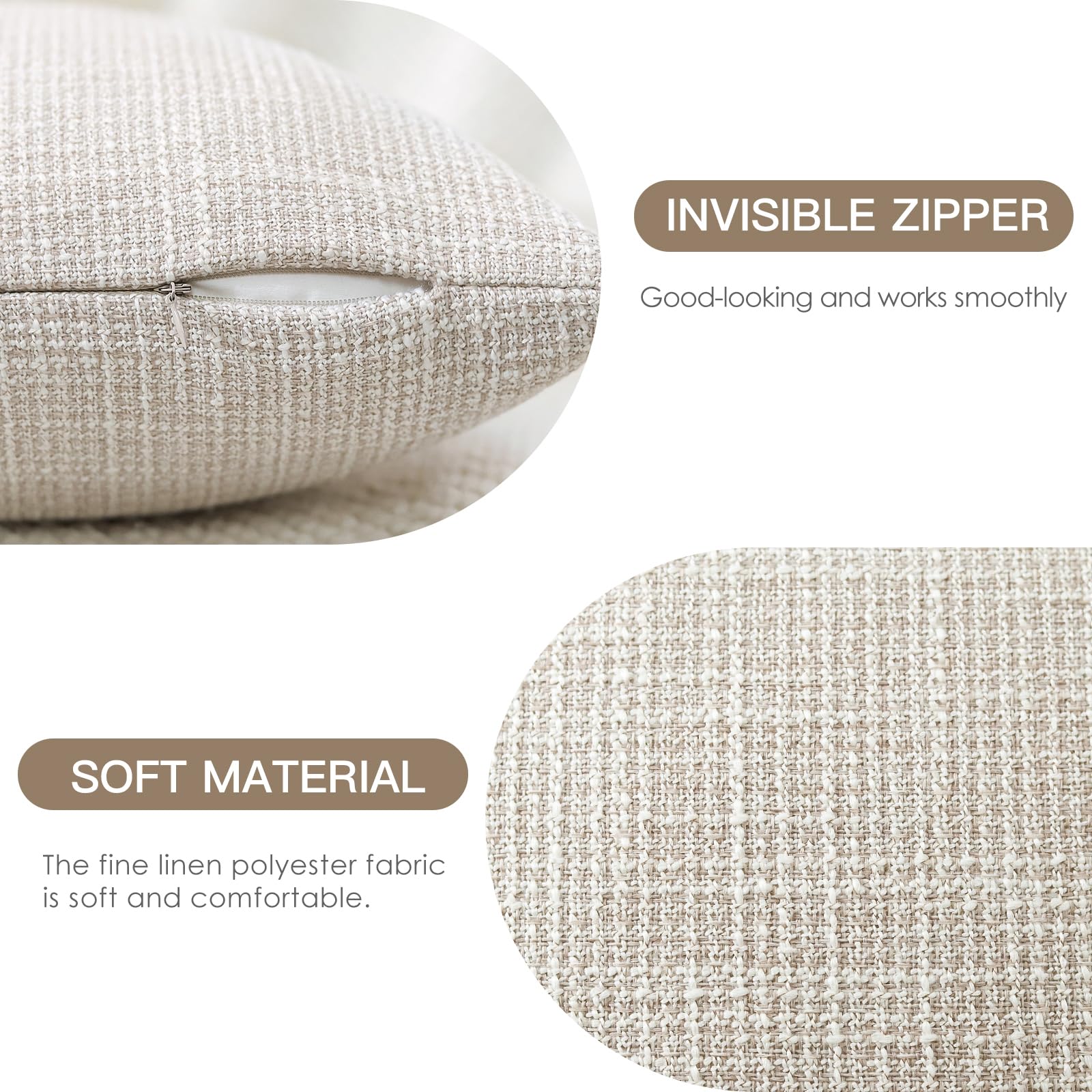 Otostar Pack Of 2 Throw Pillow Covers 12X20 Inch Linen Beige Pillowcases Farmhouse Decorative Solid Pillow Covers 30X50 Cm Lumba