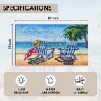 Arttown Beach Shore Tropical Door Mat, 17 X 30 Palm Tree Summer Painting Welcome Doormat Decorative Home Floor Mat, Non Slip Rub