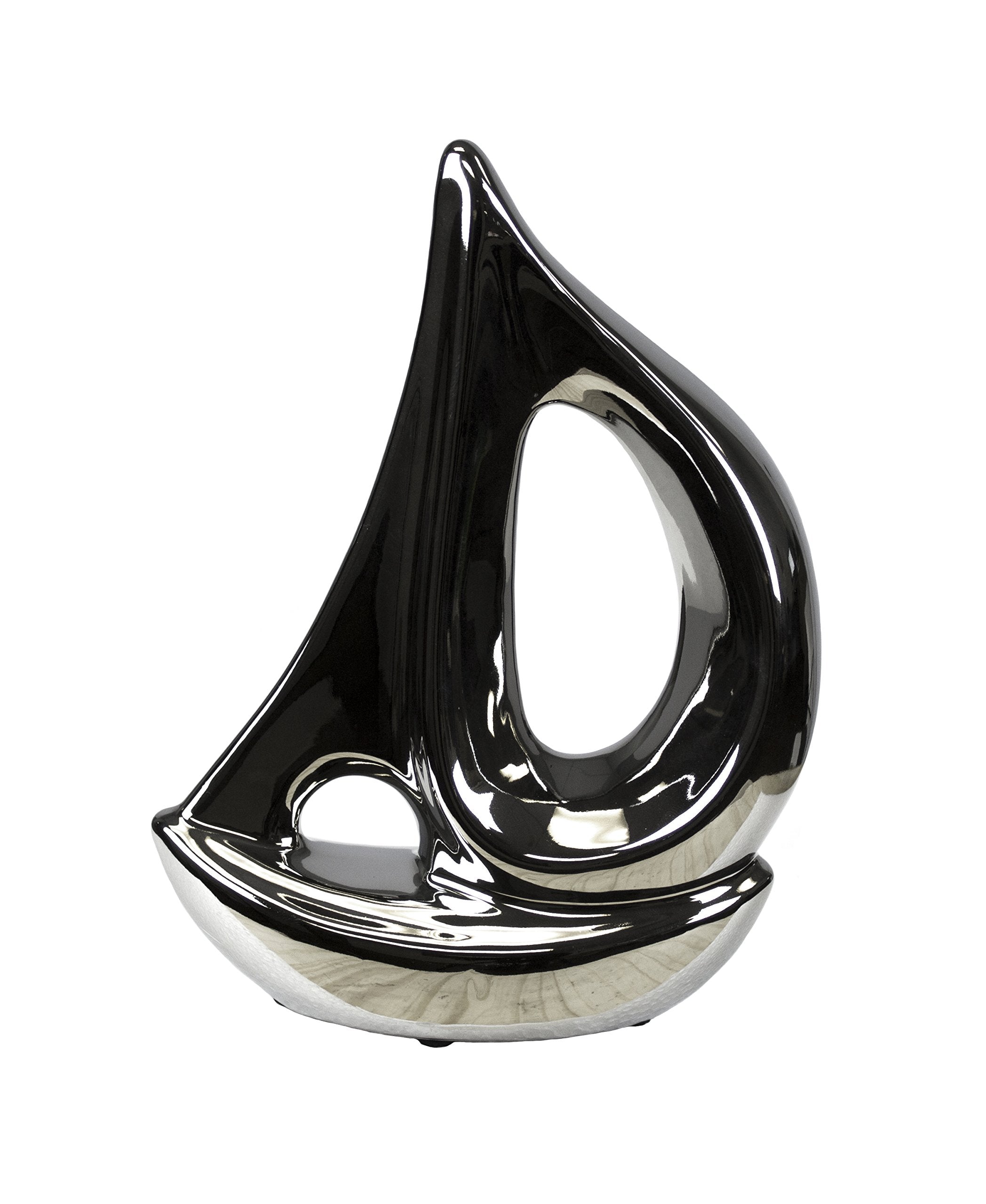 Ceramic Sailboat Decor, 6' X 2.75' X 8.25', Silver