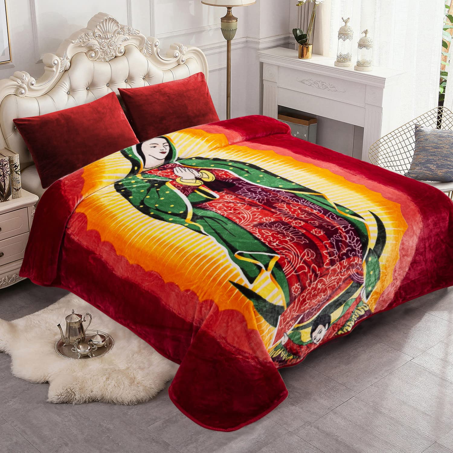 Jyk Plush Fleece Blanket Queen Size 91' X 75', 3.7Lbs 1 Ply Soft Korean Mink Warm Lightweight Bed Blanket For Autumn Winter