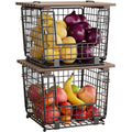 Ggiu Wire Storage Basket For Kitchen Pantry And Counter - Stackable Wire Organizing Bin For Produce, Vegetable - Countertop Pota