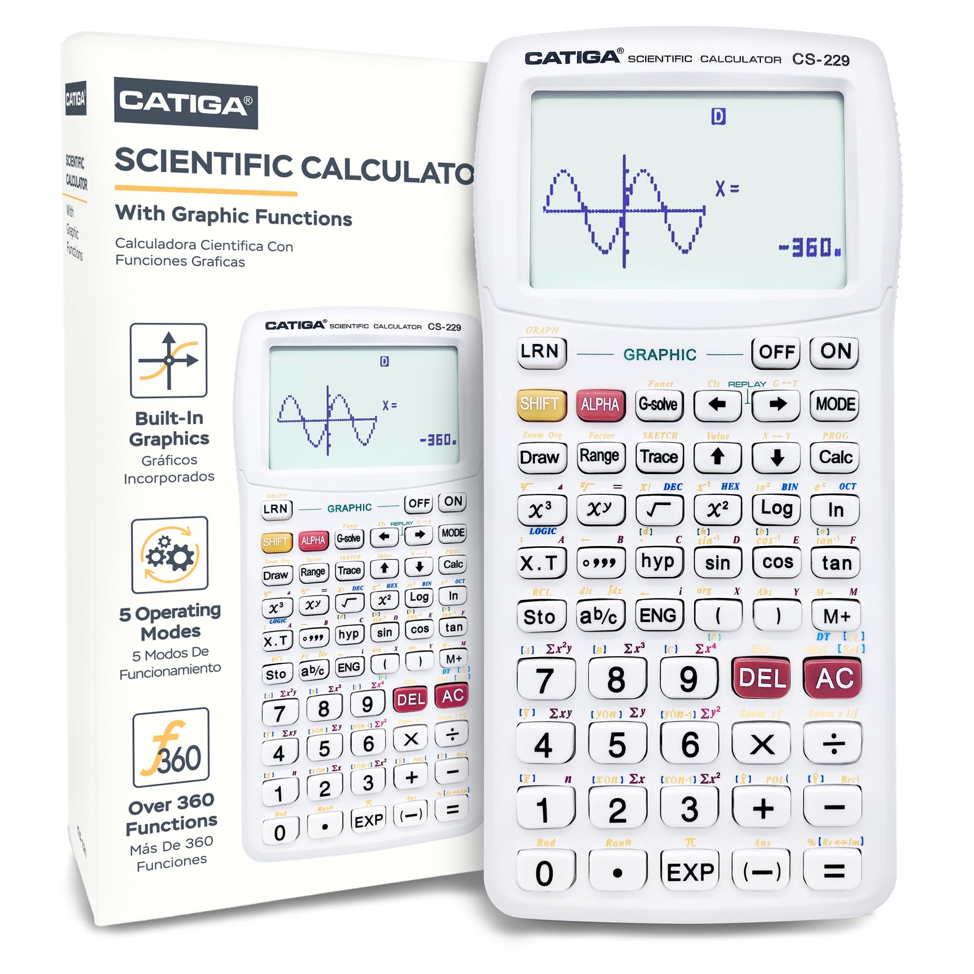 Catiga Scientific Calculator With Graphic Functions - Multiple Modes With Intuitive Interface - Perfect For Students Of Beginner
