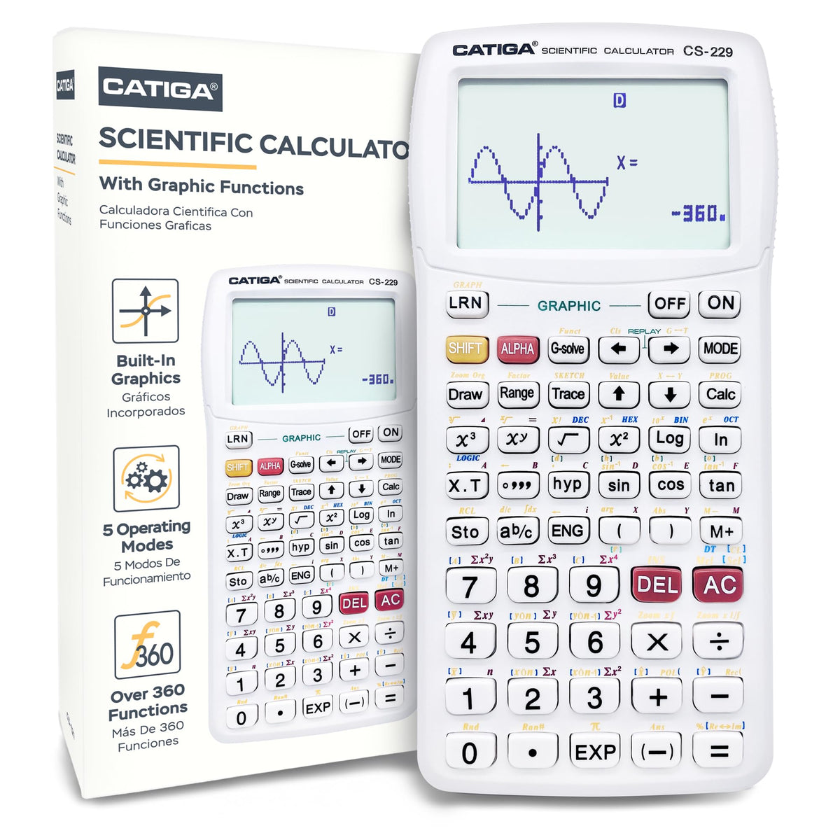 Catiga Scientific Calculator With Graphic Functions - Multiple Modes With Intuitive Interface - Perfect For Students Of Beginner
