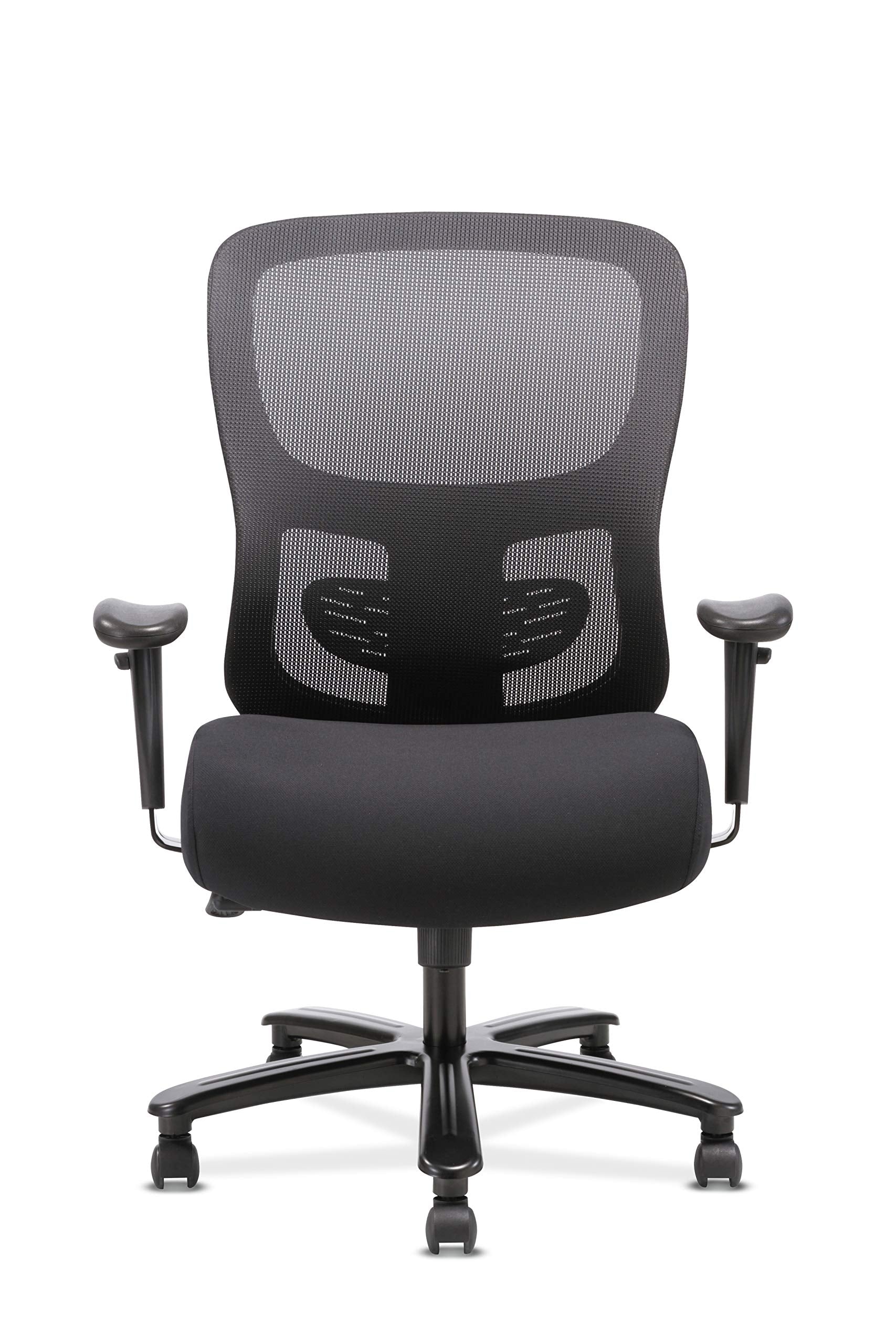 HON Sadie Big and Tall Mesh Back Chair, with Height Arms, Adjustable Lumbar, 30.31D x 30.31W x 42.91H in, Black