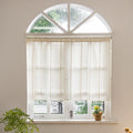 Sutuo Home Ivory Boho Curtain 52W X 36L Inch White Striped Light Filtering Short Valance Tier, 1 Panel Embroidery Bohemian Farmh