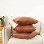 Gegelica Faux Leather Throw Pillow Covers, 20X20 Inch Set Of 2 Brown Lumbar Boho Modern Square Home Decorative Pillow Cases For