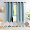 Linen Blackout Curtains For Bedroom, Aqua Blue, 40 Inches Wide, 84 Inches Length Energy Saving Burlap Texture Window Curtains Fo