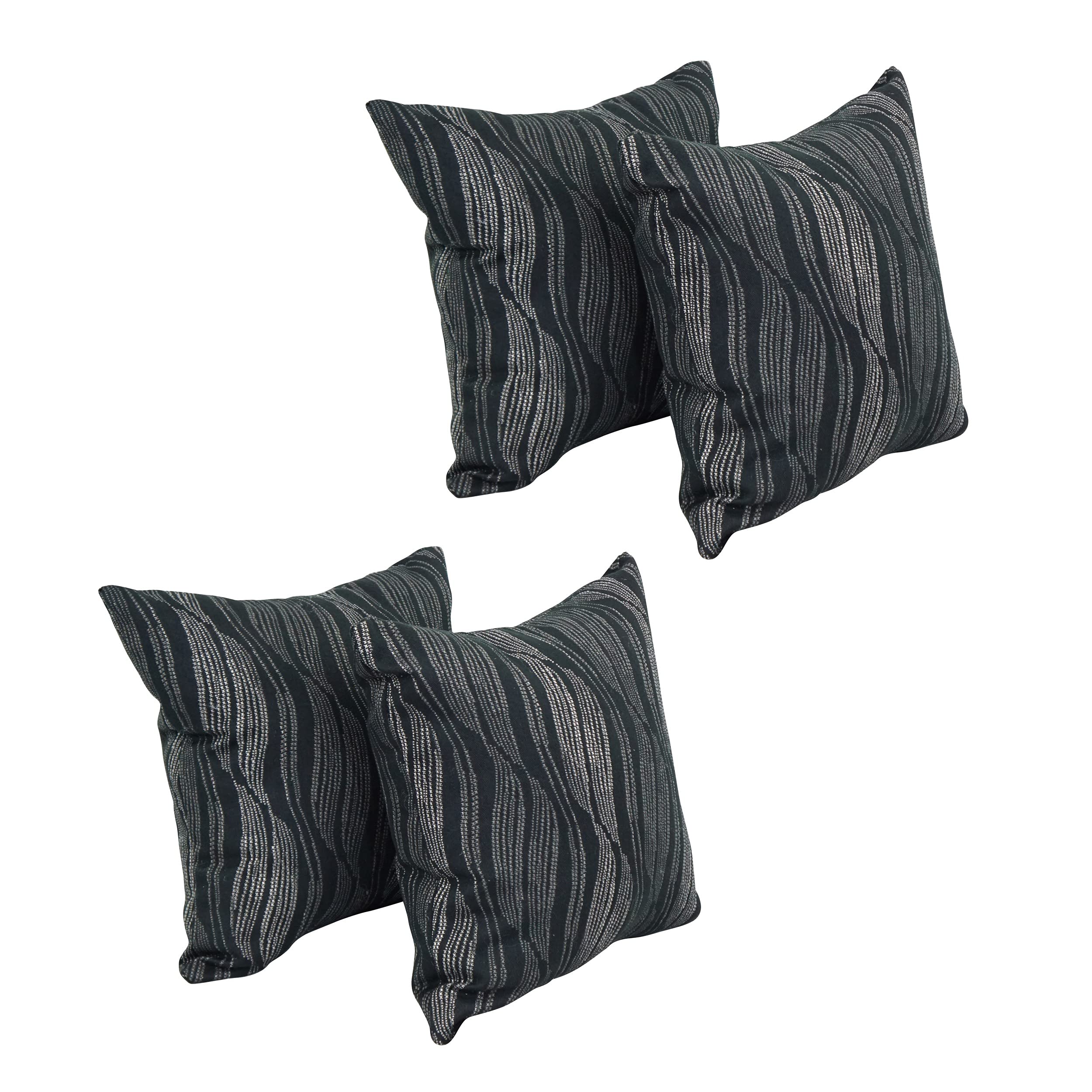 Blazing Needles Square Polyester Jacquard Throw Pillows, 17&quot;, Clove Onyx 4 Count
