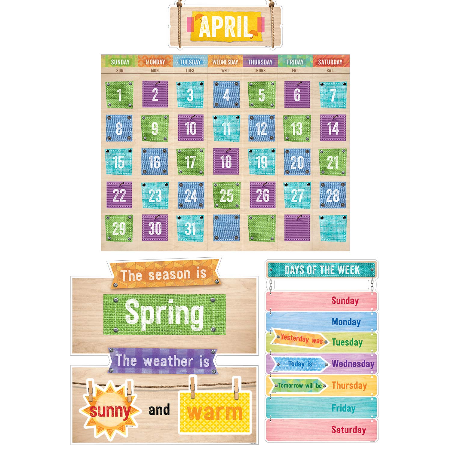 Creative Teaching Press Upcycle Style Calendar Set Bulletin Board (7061),Multi