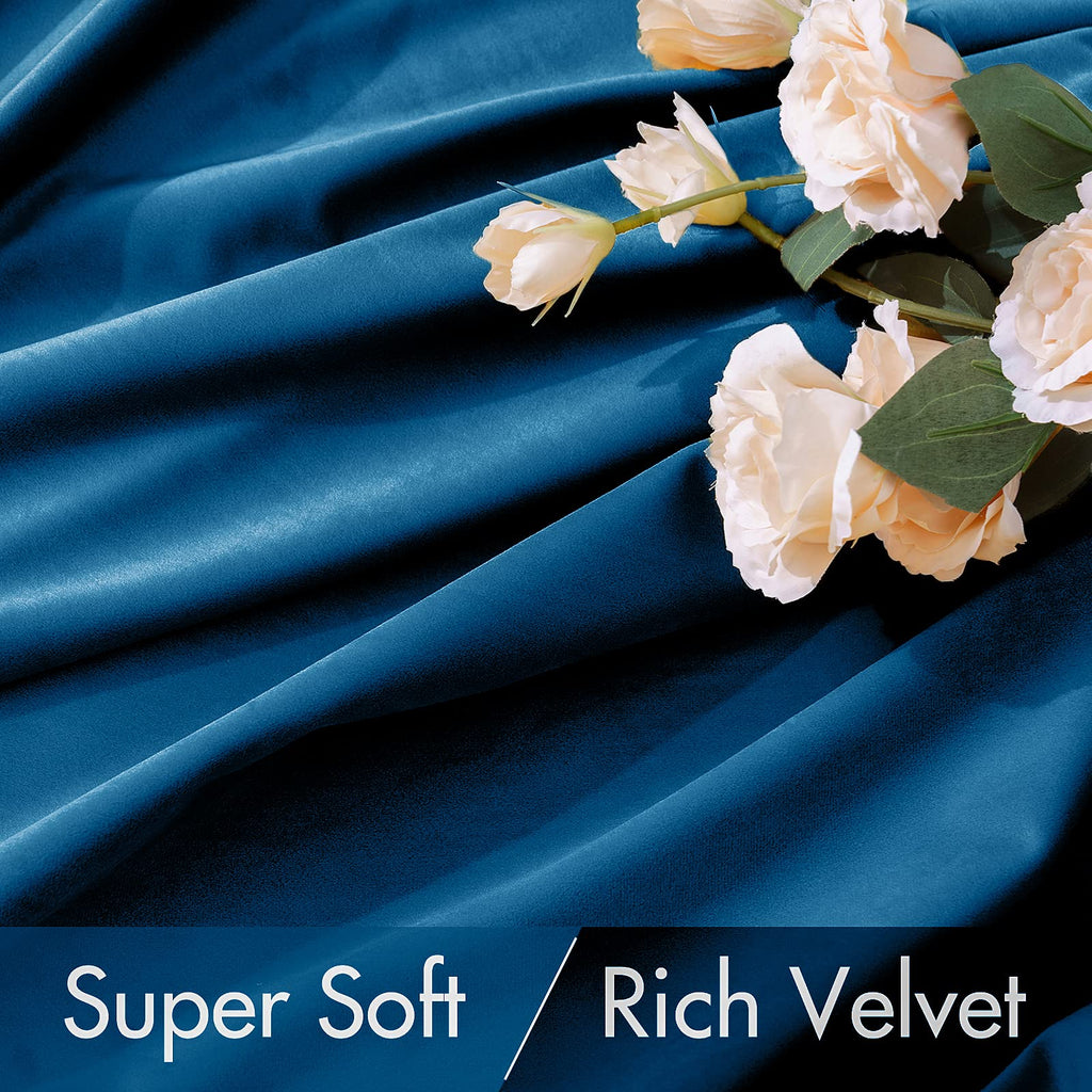 Miulee Blue Velvet Curtains 84 Inches 2 Panels - Luxury Room Darkening Curtains For Bedroom Living Room Thermal Insulated Super Soft Window Drapes Rod Pocket & Back Tab, Peacock Blue