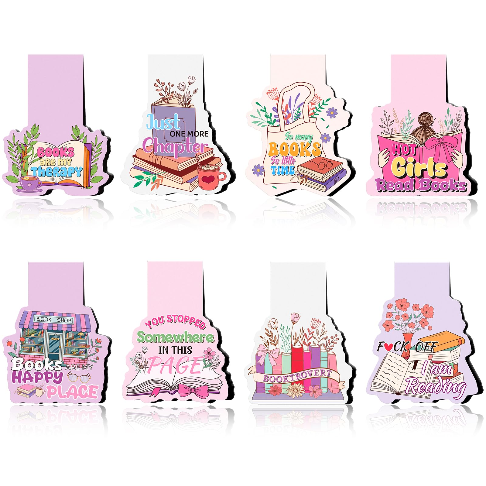 Wxiben Funny Reading Magnetic Bookmark - 8Pcs Books Flower Book Mark Magnets Fun Cute Bookmarks Magnetic Books Hot Girls Magnets
