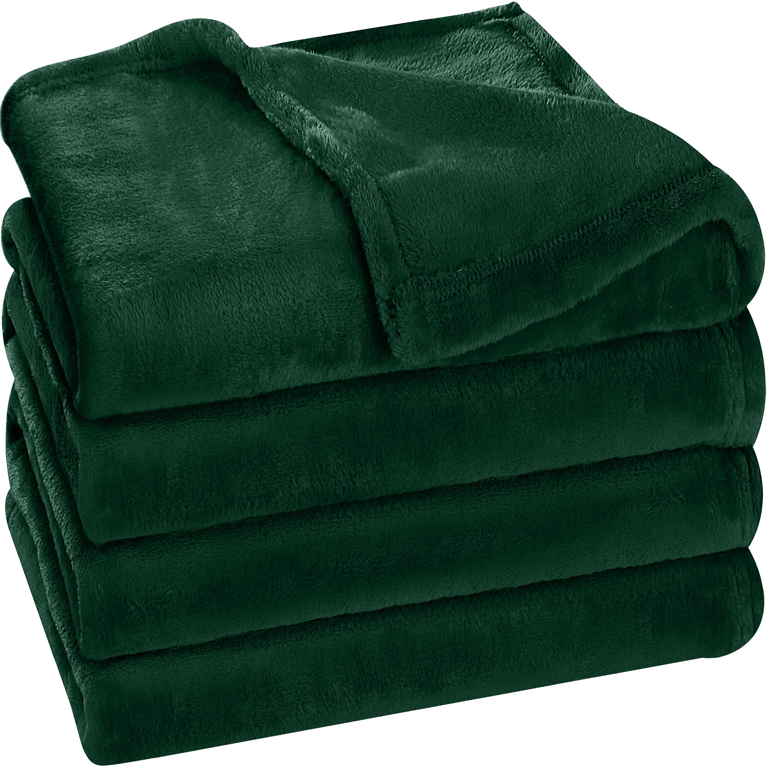 Utopia Bedding Fleece Blanket Queen Size Forest Green 300Gsm Luxury Bed Blanket Anti-Static Fuzzy Soft Blanket Microfiber (90X90