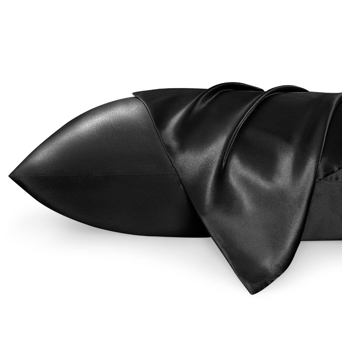 Bedsure Satin Pillowcase For Hair And Skin Queen - Black Silk Pillowcase 2 Pack 20X30 Inches - Satin Pillow Cases Set Of 2 With