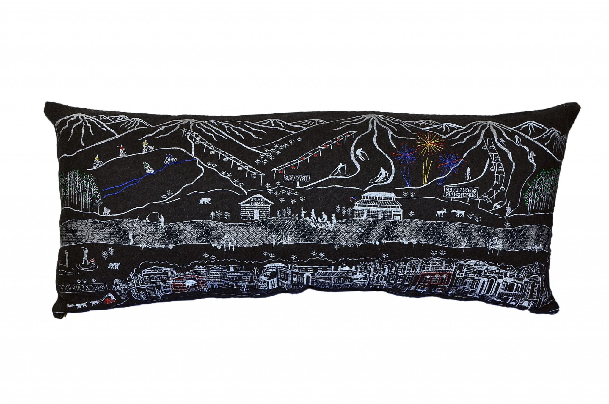 HomeRoots Grey 35' Black Breckenridge Nighttime Skyline Lumbar Decorative Pillow