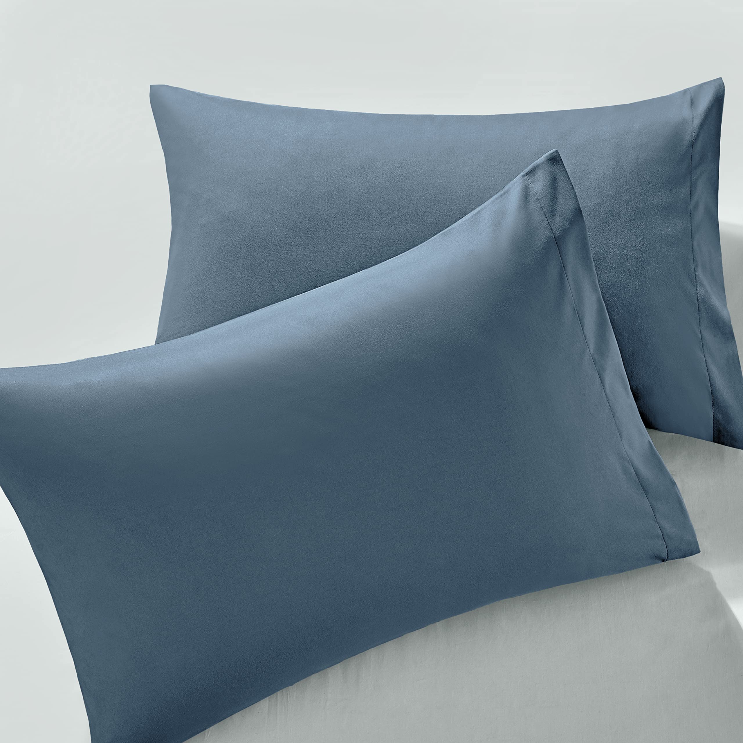 Milvowoc 2Pcs Brushed Microfiber Queen Pillowcases - 20 X 30 Inch, Slate Blue Pillow Case Set Non Slip Envelope Pillow Cover Wit