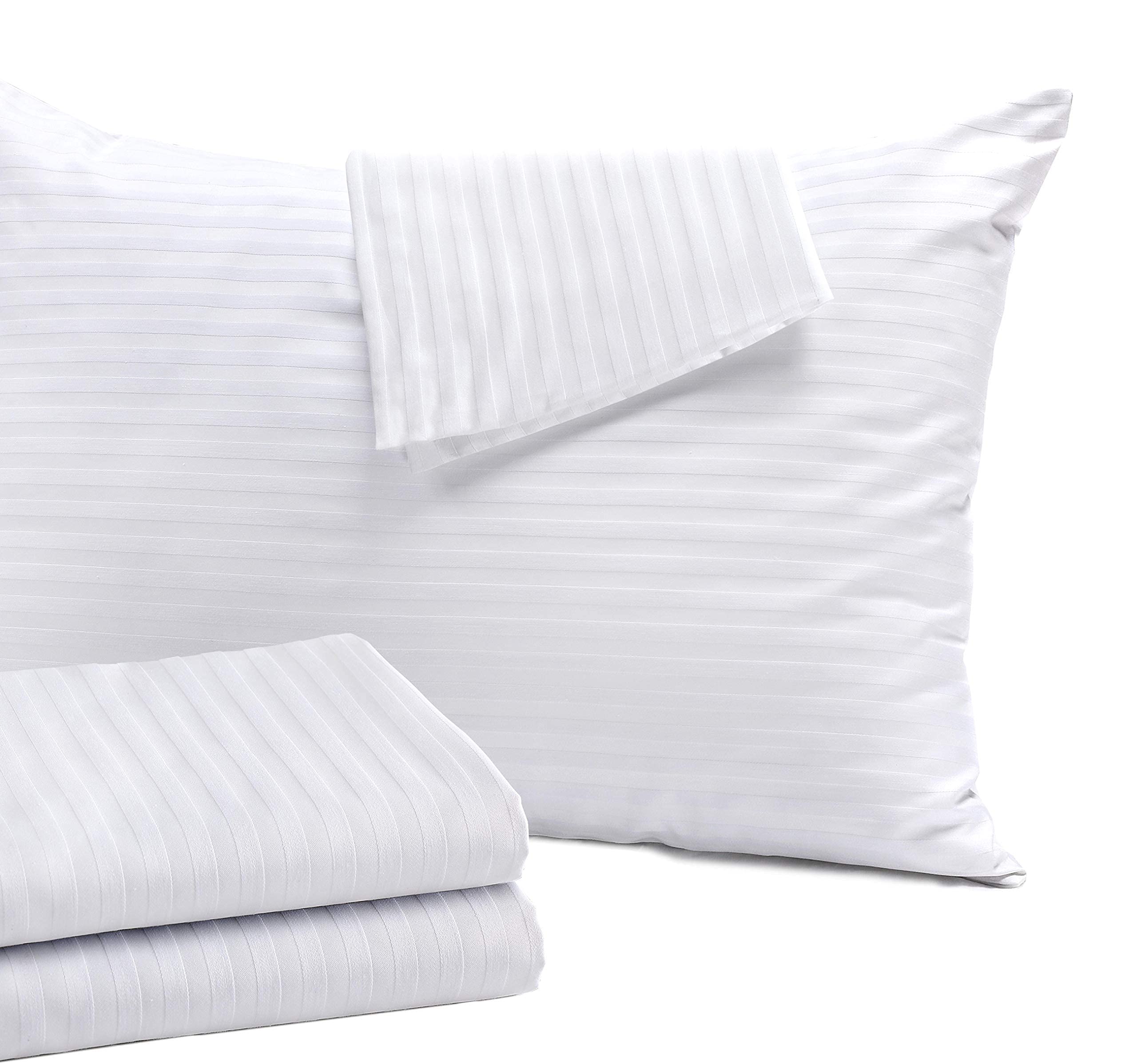 Niagara Sleep Solution 8 Pack Pillow Protectors Queen 20X30 Inches Cotton Sateen Weave High Thread Count Queen Zippered White Ho