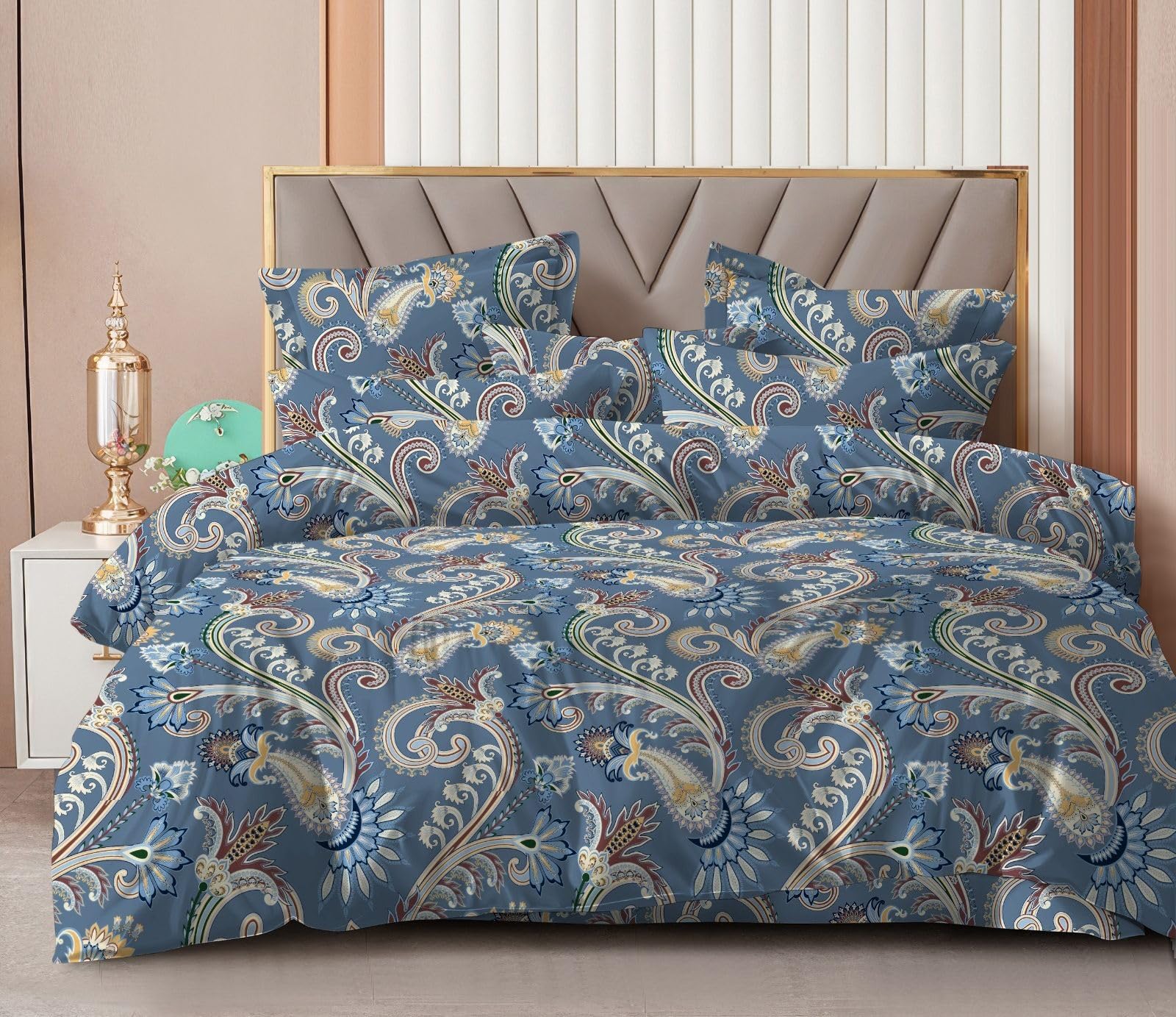 Bliss Petal All Season Glace Cotton 210 Tc Double Bed Ac Comforter/Quilt/Duvet/Blanket. Size(90X100Inches).Blue