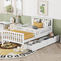 Merax Twin Size Platform Bed with 2 Storage Drawers and Both Sides Guardrails, Wood Bed Frame for Bedroom, Guest Room, No Box Sp
