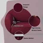 Turquoize Stretch Sofa Slipcover 2 Pieces Sofa Cover Couch Cover For 3 Cushion Couch Washable Furniture Protector Covers With Elastic Bottom Feature Thick Jacquard Fabric (Sofa, Burgundy)
