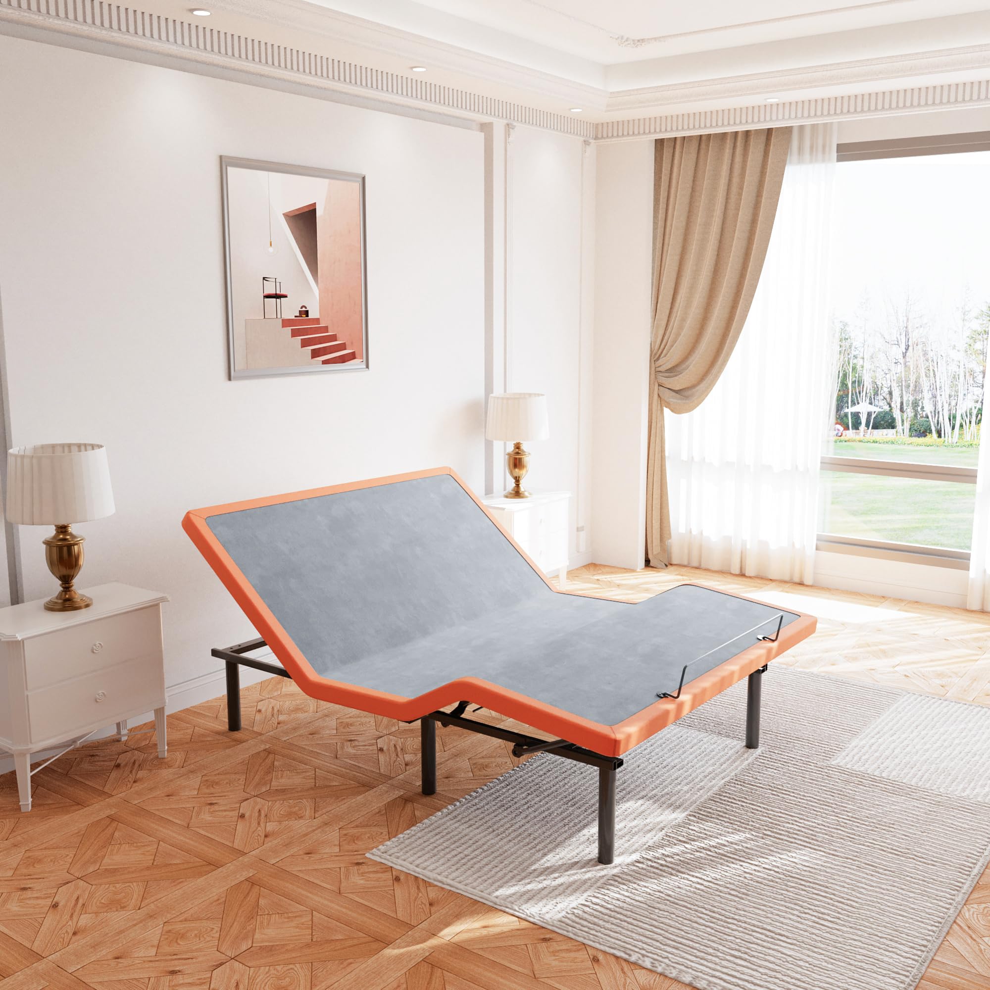 ESHINE Adjustable Bed Frame Queen - Ergonomic Zero Gravity Bed Base, Foot & Head Incline, APP Control, Wireless Remote, Anti-Sno