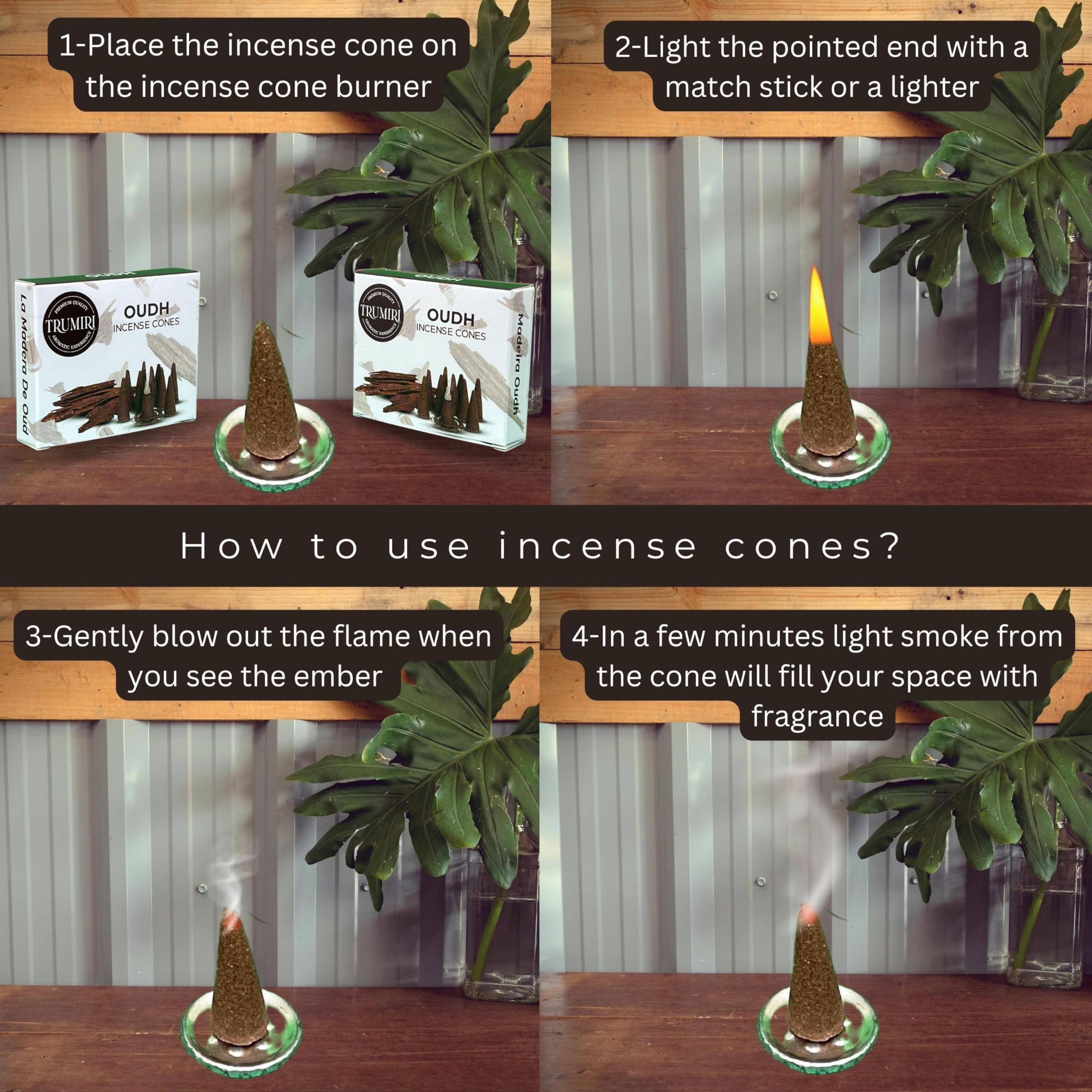 TRUMIRI Oud Incense Cones - Pack of 20 Scented Cones - Dual Pack (10 Cones Each) - Premium Quality Aromatic Incense