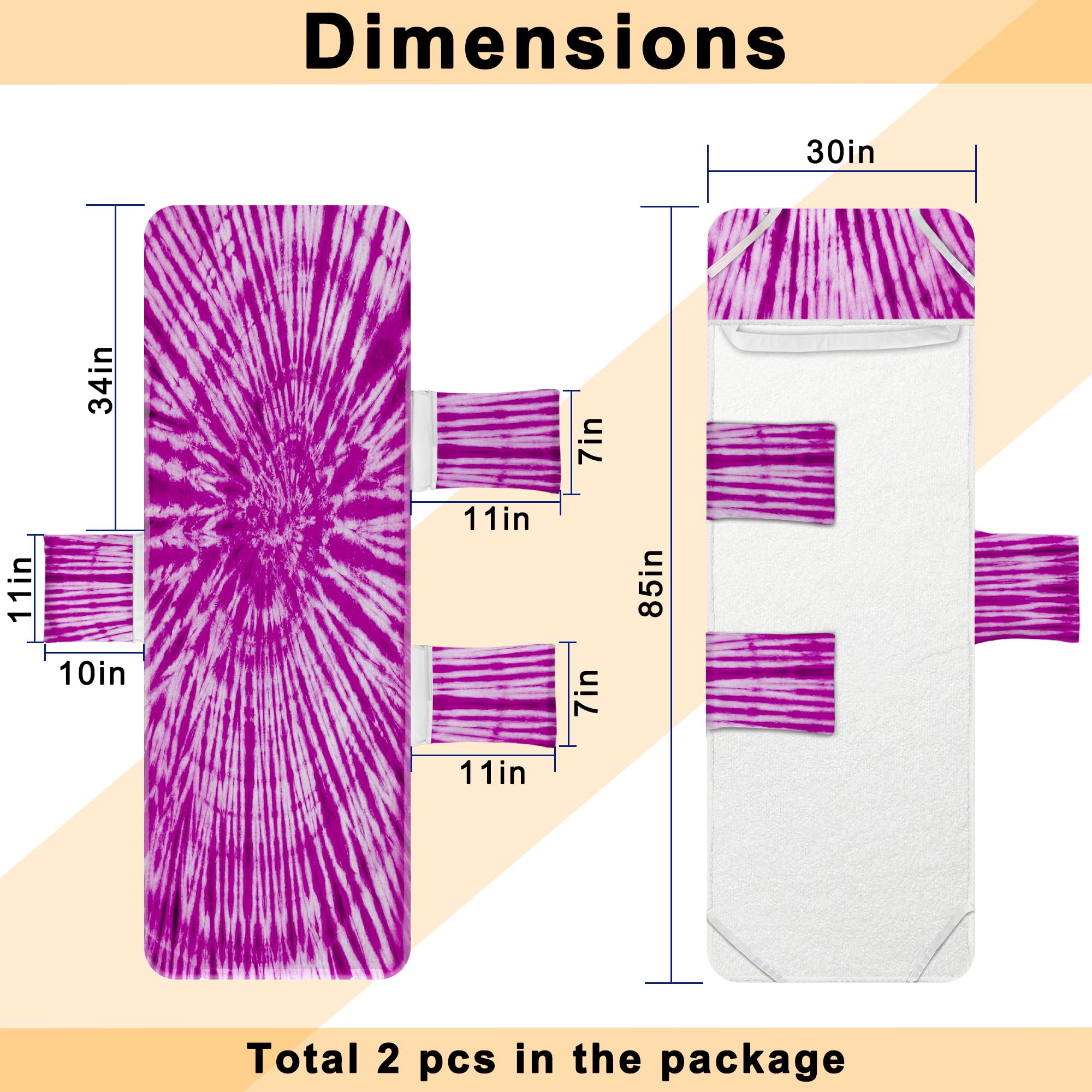 Ruikyhom Lounge Chair Towel Cover, Tie Dye Style Chaise Lounge Cover(Pack Of 2), Beach Chair Covers With Pockets For Pool Sunbat